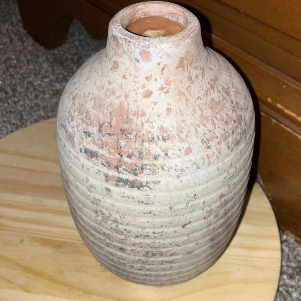 Vintage Hand Crafted Pottery Rustic Textured Vase - Multicolor 6.5”
